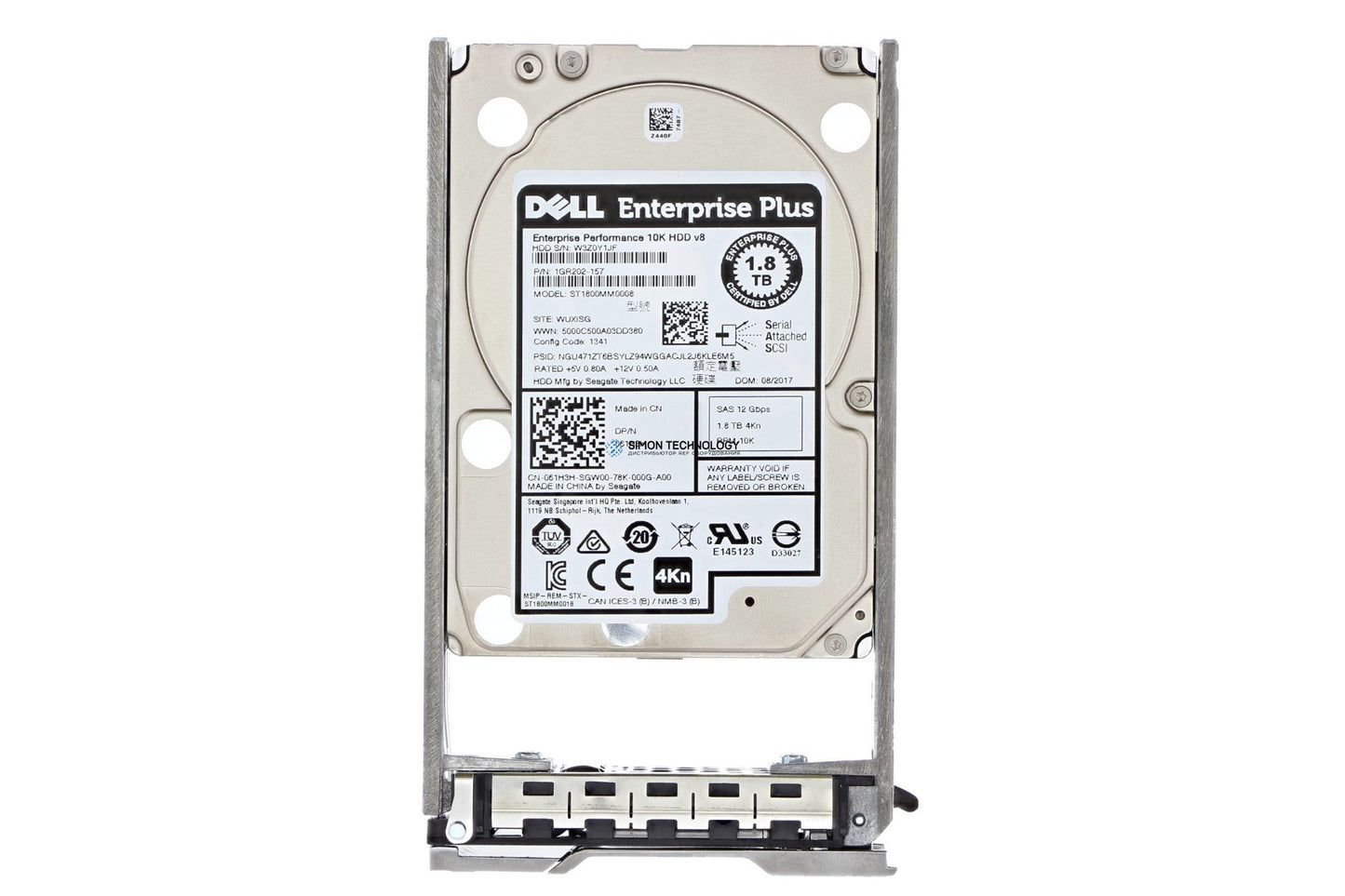 Brand New DELL 61H3H 1GR202-157 1.8TB 10K 12Gb 4Kn SAS 2.5" HDD w/Caddy | Free Shipping