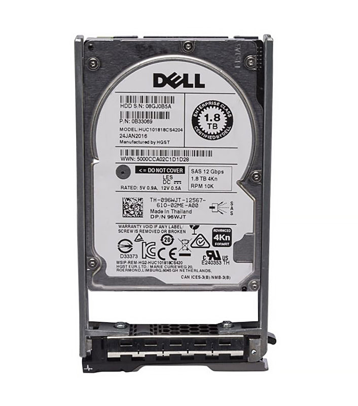 Brand New DELL 096WJT 0B33069 1.8TB 10K SAS 12Gbps 4Kn 2.5" HDD. Free shipping anywhere
