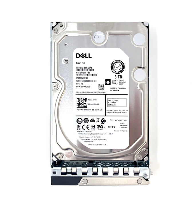 Brand New DELL 0M40TH M40TH 2FF212-150 8TB 7.2K 12G SAS 3.5" 512e HDD w/Cadd I Sealed in Static Bag I Free Shipping