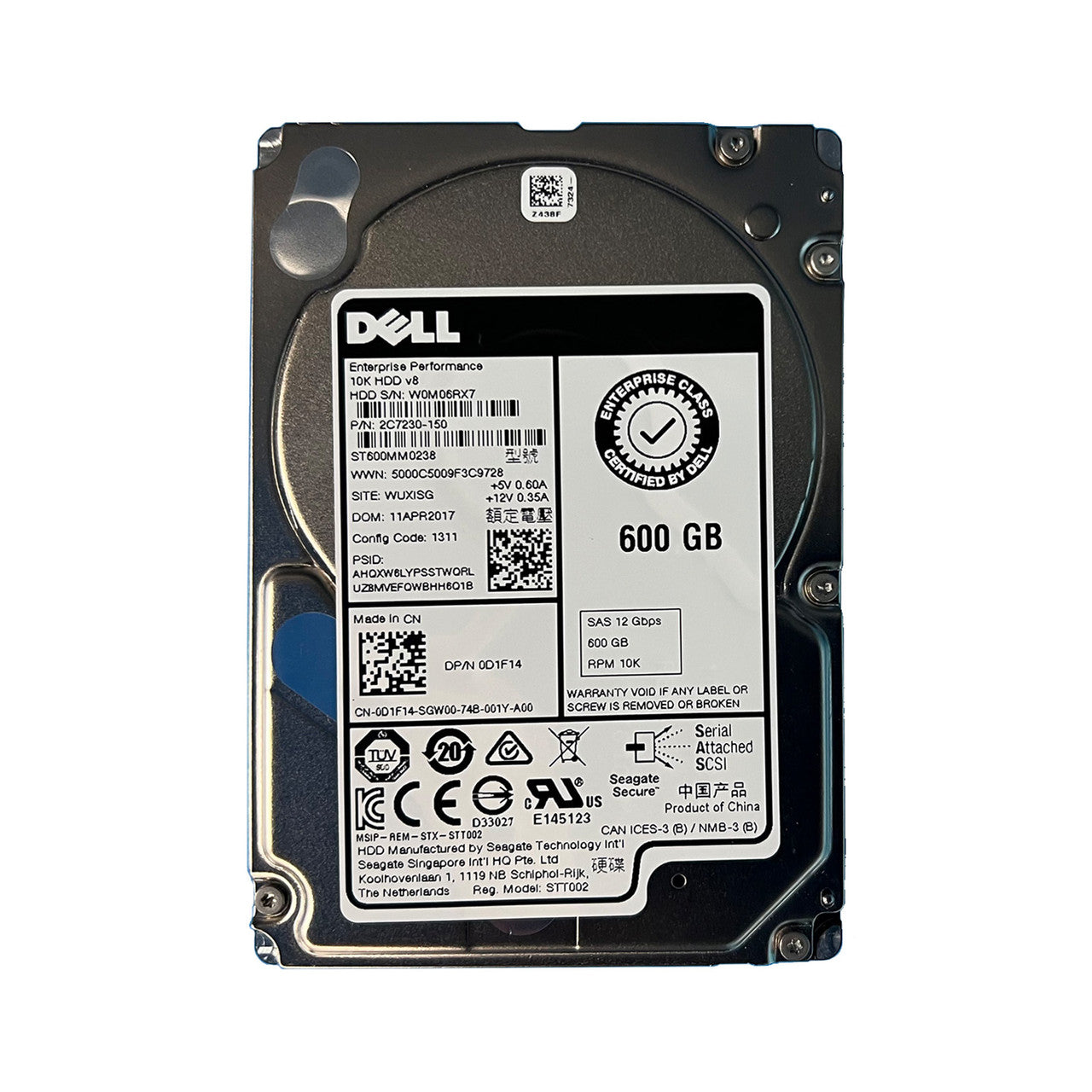 Brand New DELL 0D1F14 D1F14 2C7230-150 600GB 10K 12G SFF SAS 2.5" HDD FREE SHIPPING ANYWHERE