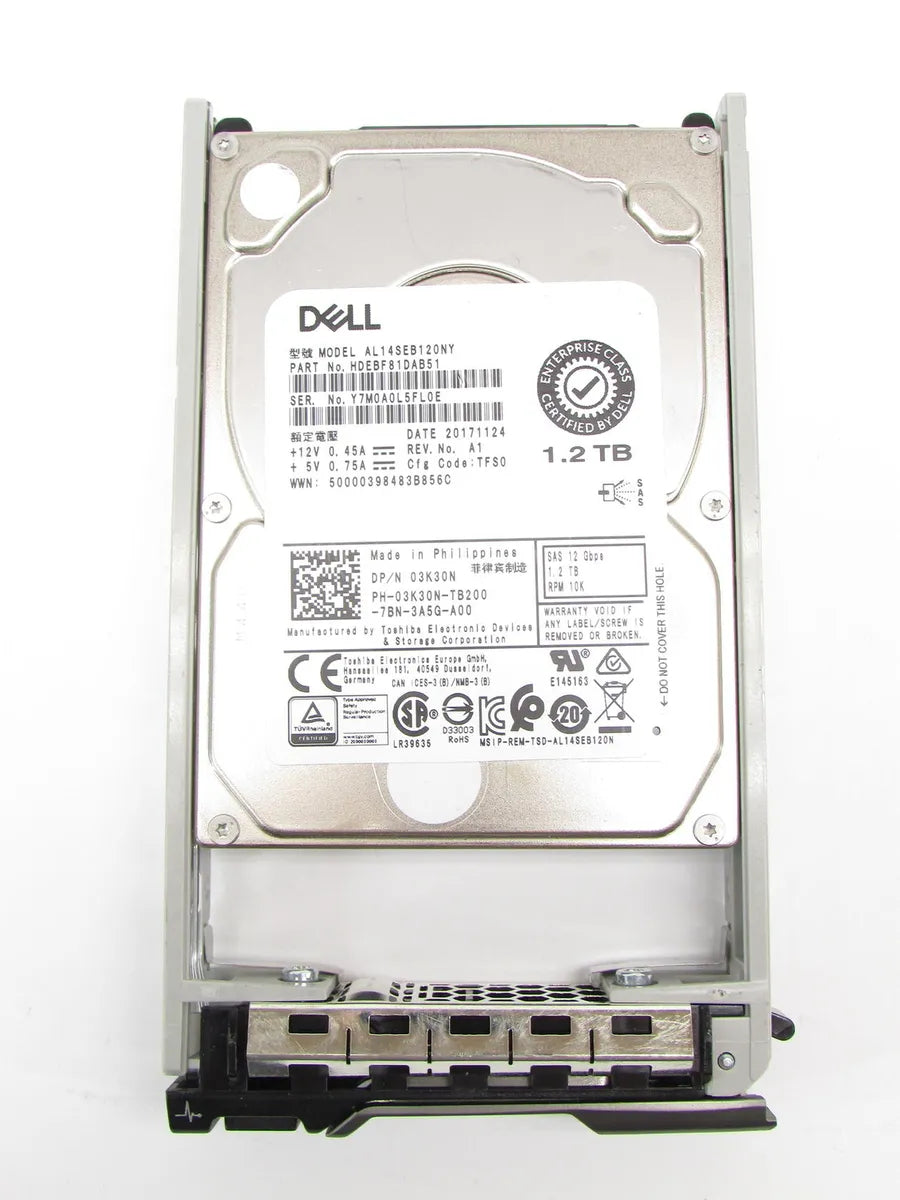 Brand New Dell 03K30N HDEBF81DAB51 1.2TB 10K RPM 12Gbps 2.5" SAS HDD FREE SHIPPING ANYWHERE